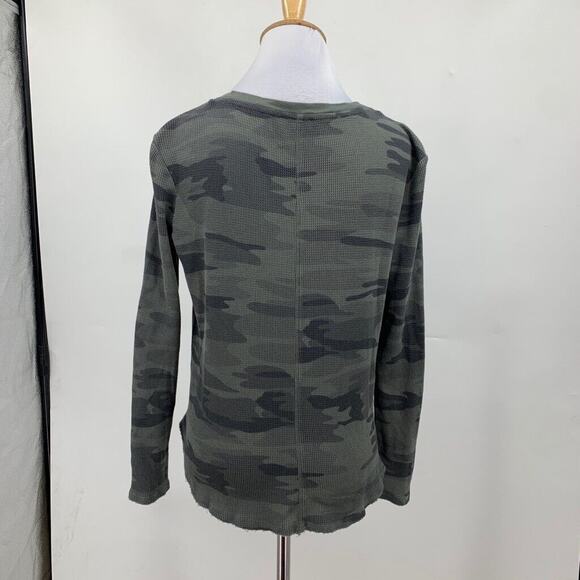 Splendid Blouse Womens XS Extra Small Camo Forever Waffle Knit Henley Cropped - Picture 6 of 12